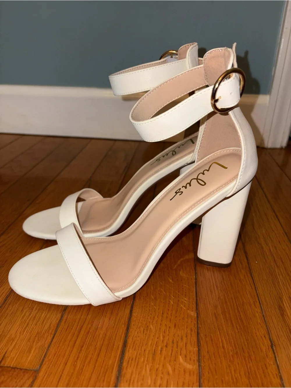Lulus Kamali Off White Ankle Strap Heels Women’s Size 10